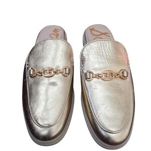 Sam Edelman “MIRA” Leather Gold Mules 8.5M